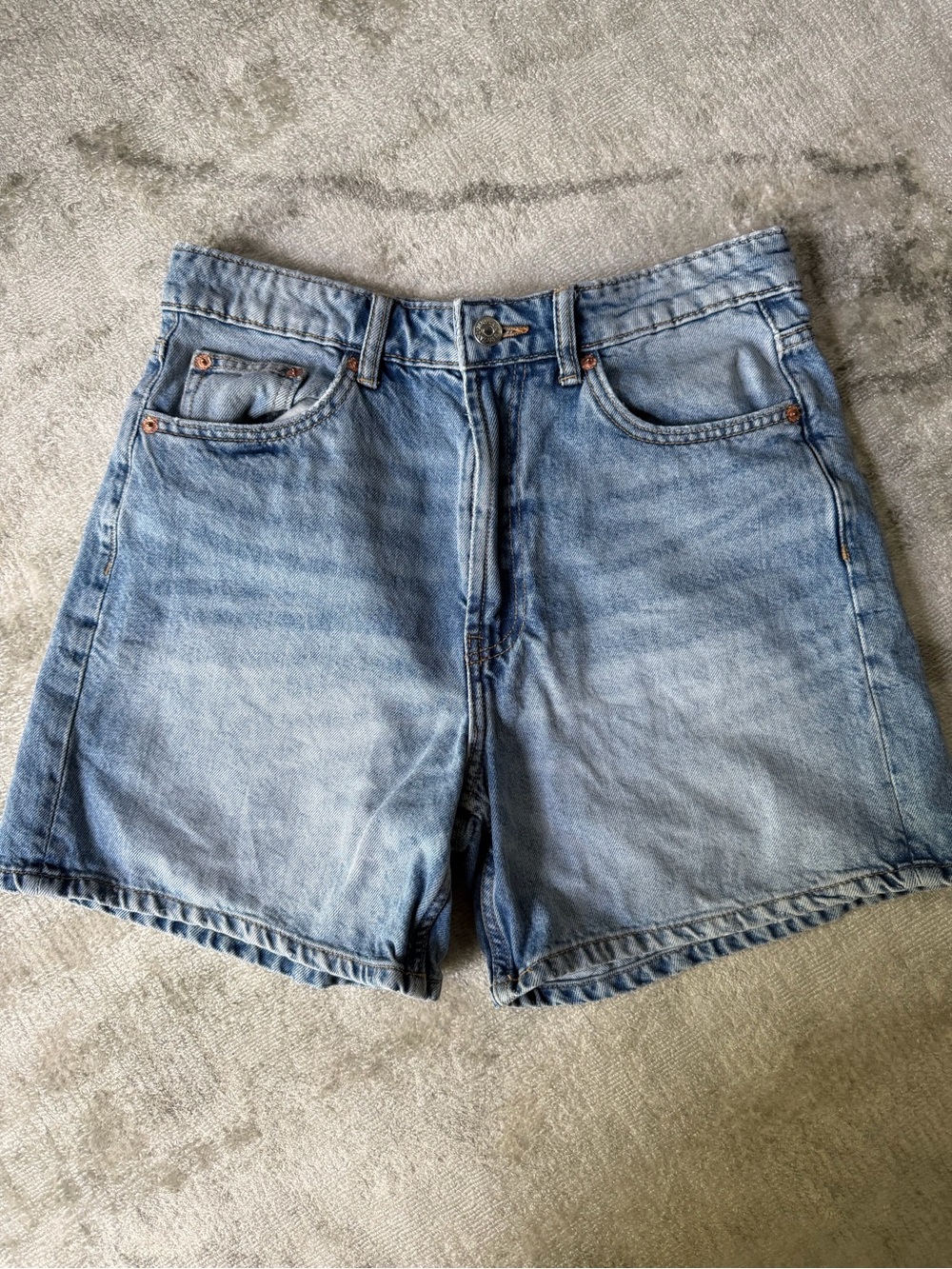 Zara Light Wash High-Rise Denim Shorts